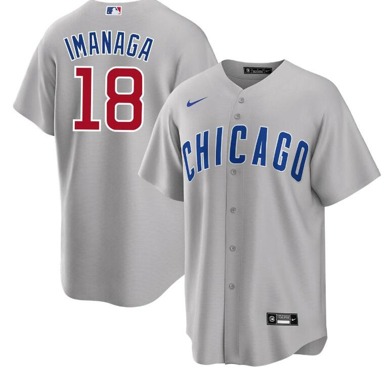 Men's Chicago Cubs #18 Shōta Imanaga Grey Cool Base Stitched Baseball Jersey Men's Chicago Cubs #18 Shōta Imanaga Grey Cool Base Stitched Baseball Jersey